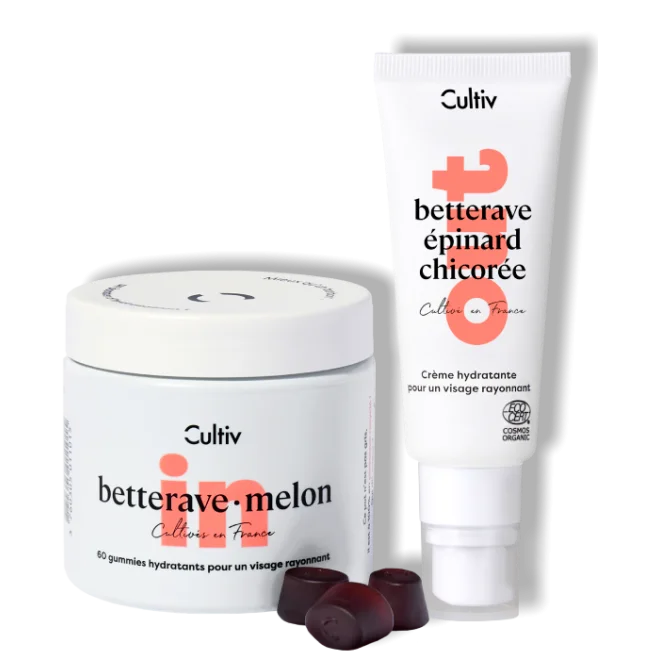 Gummies hydratants et crème visage hydratante